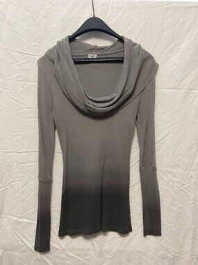 Splendid Grey Ombre Thermal Cowl Neck Top Size M